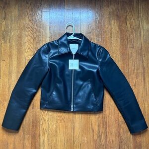 Calvin Klein Women’s Vintage Style Leather Biker Jacket